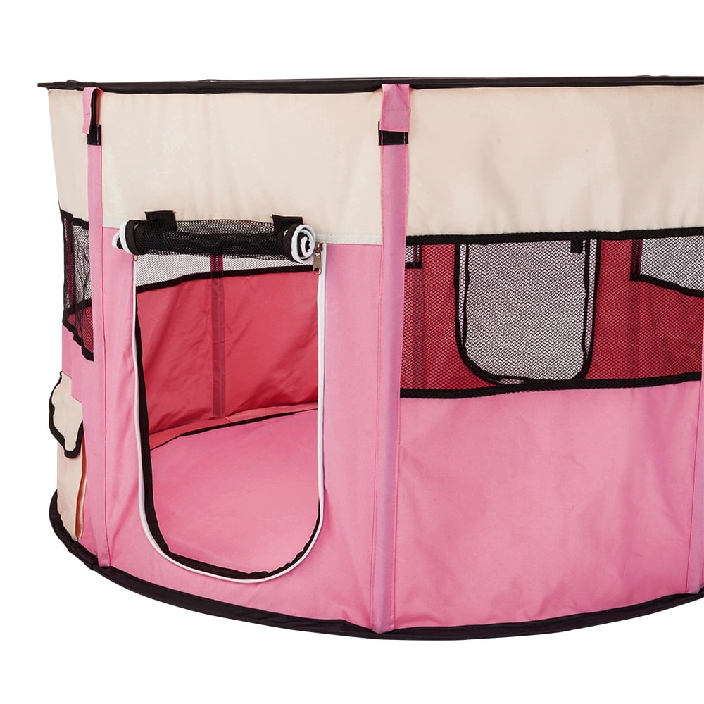 Pink 8 Panel Pet Playpen with Carry Bag L966