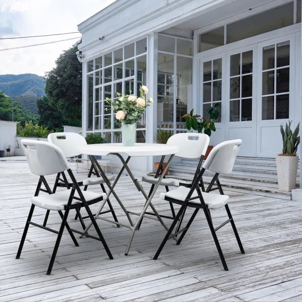 White 4 Pack Plastic Folding Chairs U4101