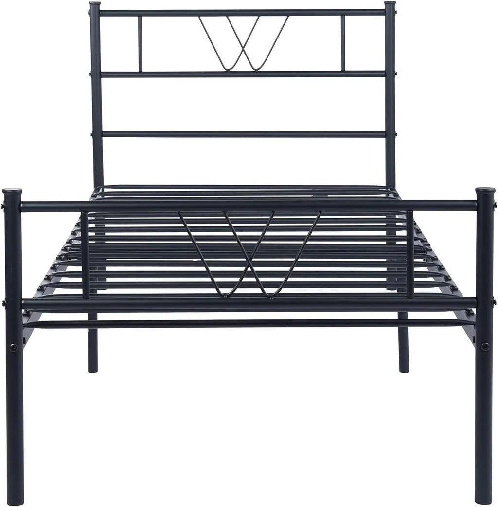 Twin Size Metal Platform Bed Frame with Headboard and Footboard W20067