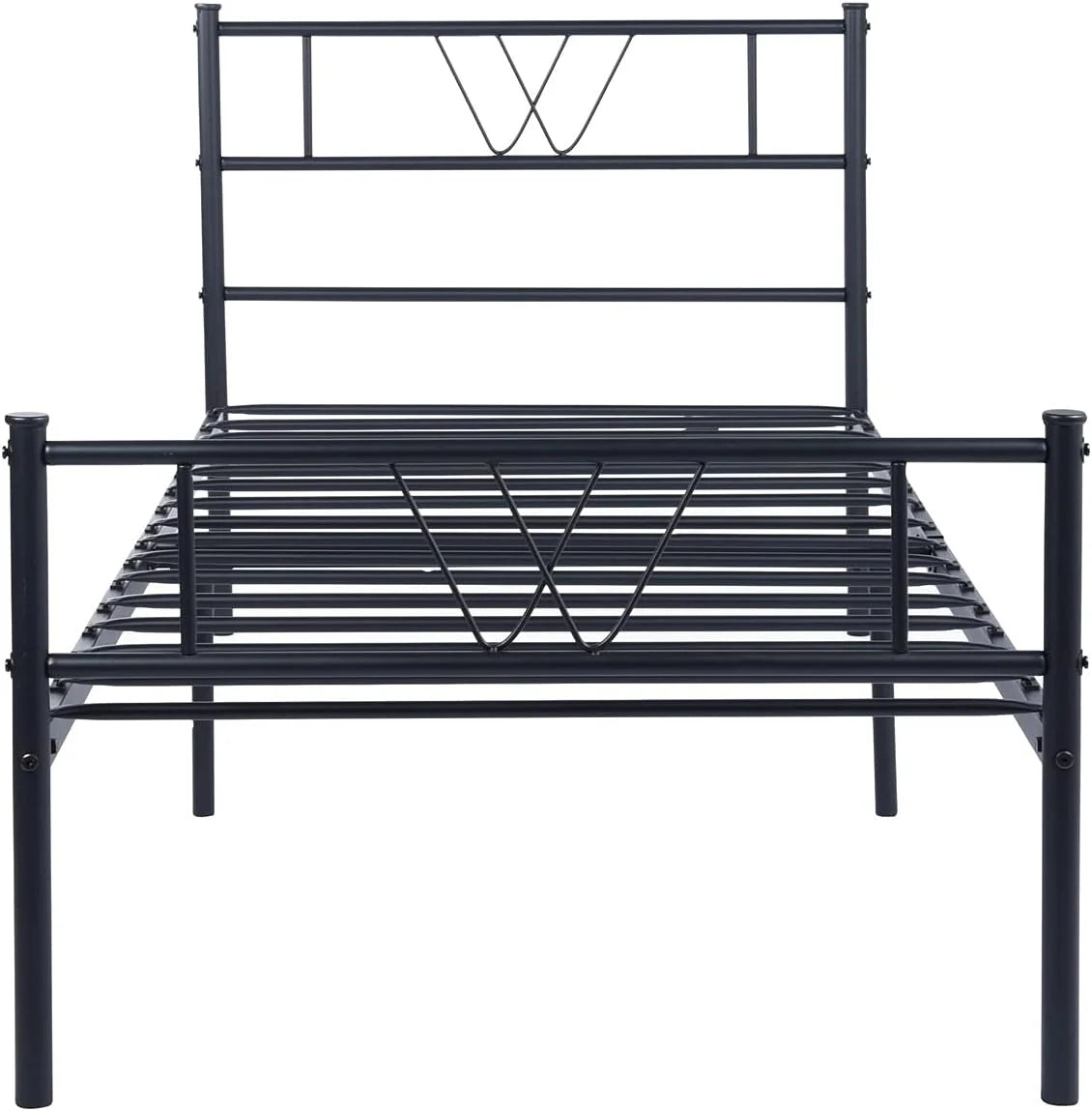 Twin Size Metal Platform Bed Frame with Headboard and Footboard W20067