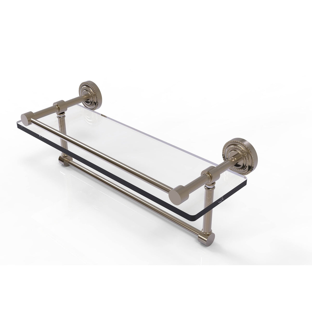 Satin Chrome Gallery Glass Shelf with Towel Bar T75411