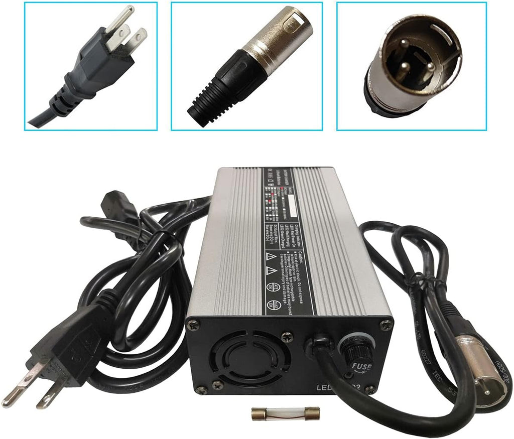 54.6V 4A Battery Charger for 48V 13S Lithium Battery with 3-Pin XLR Connector Pack of 2 Q76808