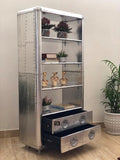 Aluminum Bookcase with Drawers 66 Inches T444