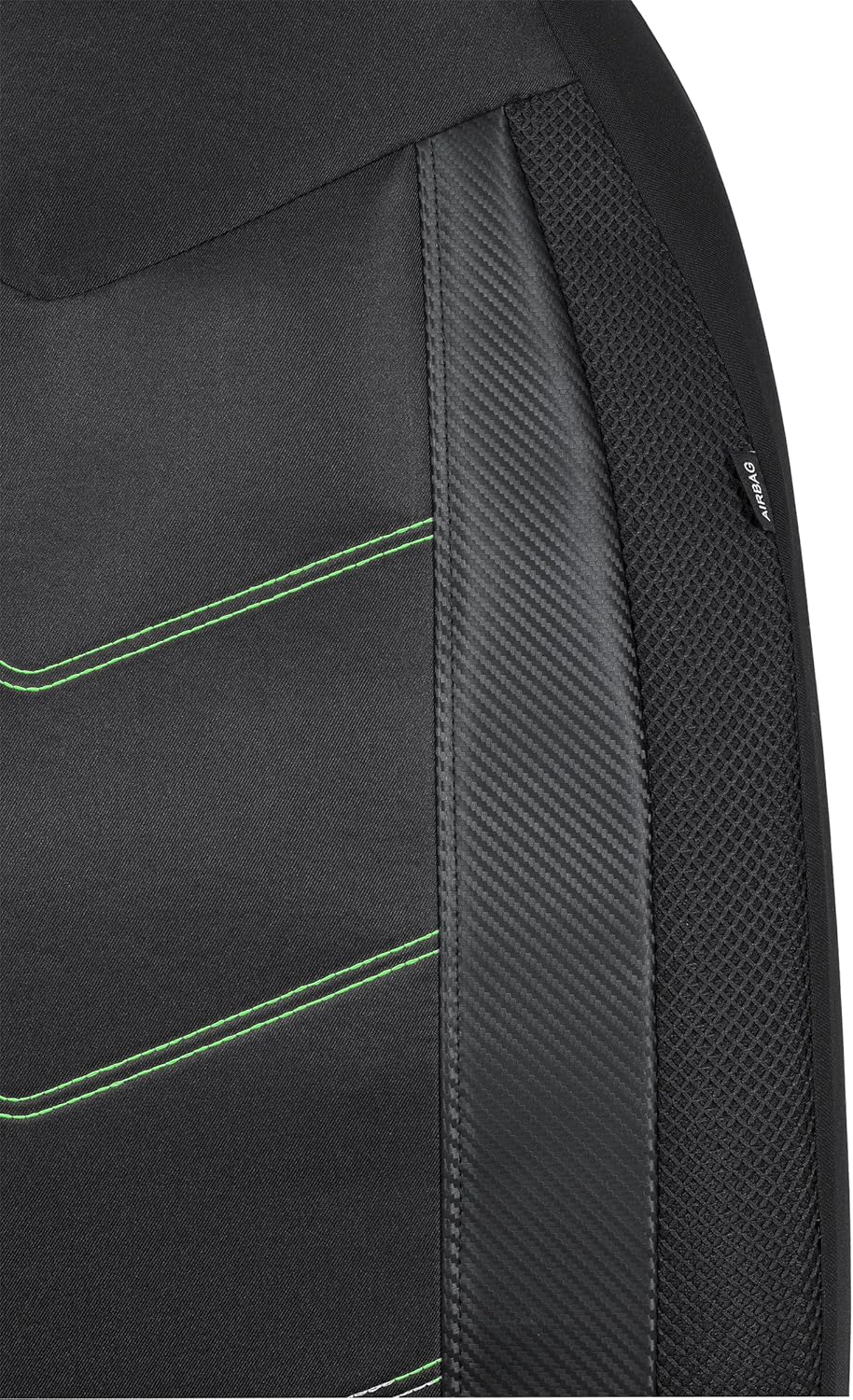 High Back Car Seat Covers Carbon Fiber Mesh Airbag Compatible 2PCS P3619