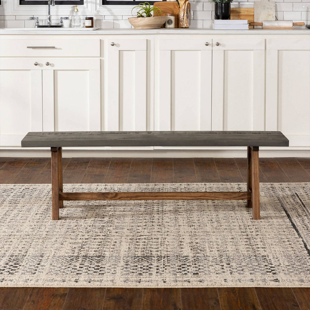 Solid Wood Trestle Dining Bench Gray/Brown D547732