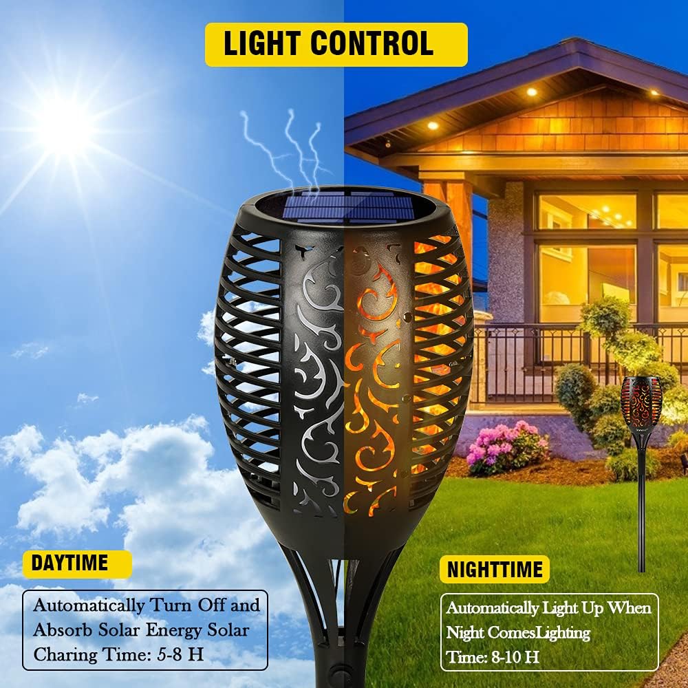 96 LED Waterproof Solar Tiki Torches 4 Pack W53419