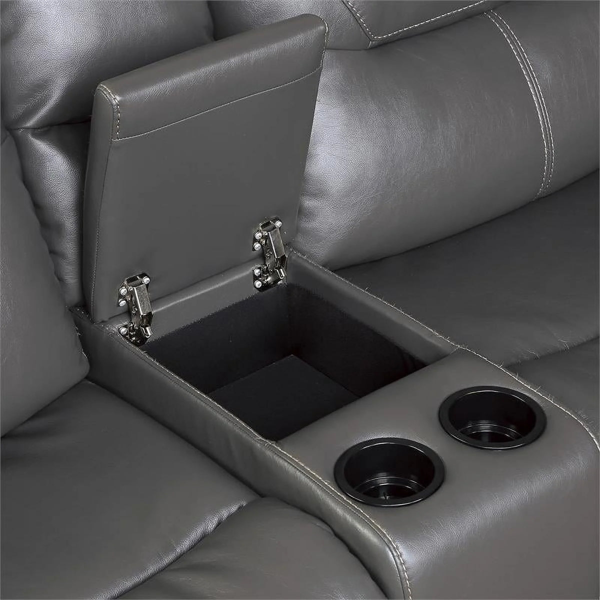 Gray 6 Piece Faux Leather Power Reclining Sectional T83786
