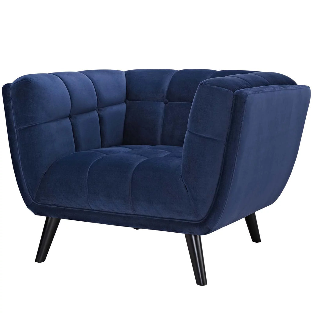 Navy Blue Velvet Armchair and Sofa Set N6242
