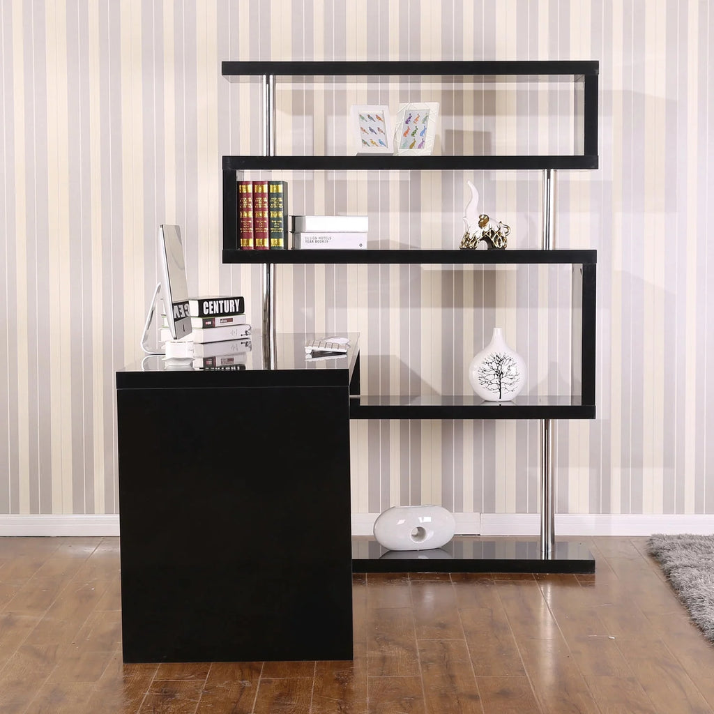 Black Corner Desk and Shelf Combo N411892