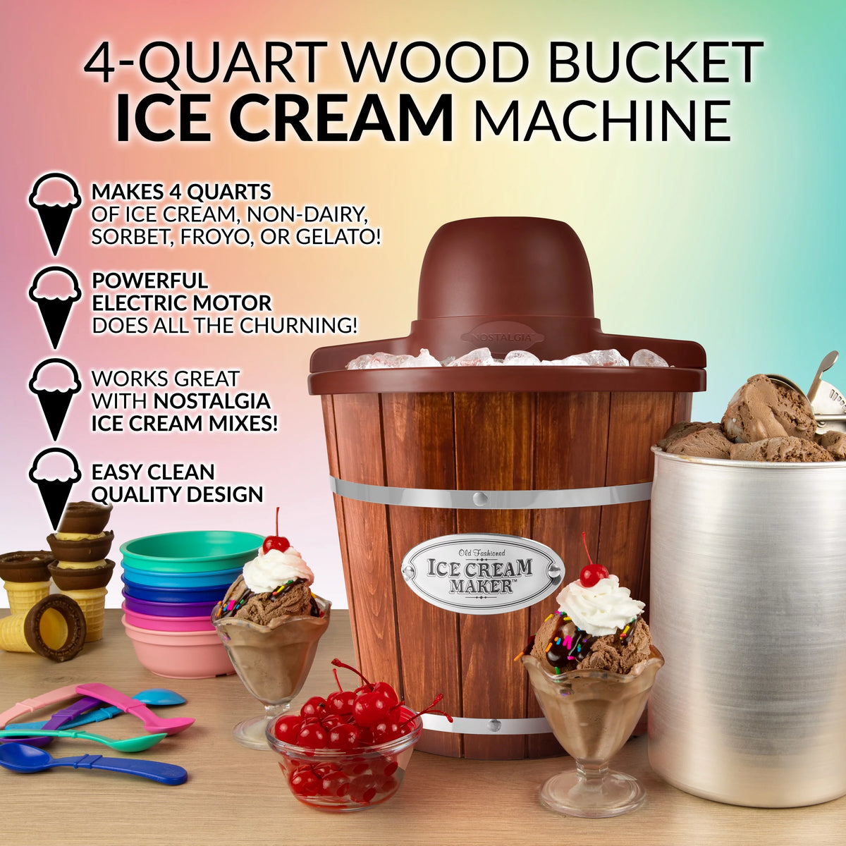4 Quart Wooden Ice Cream Bucket N8681