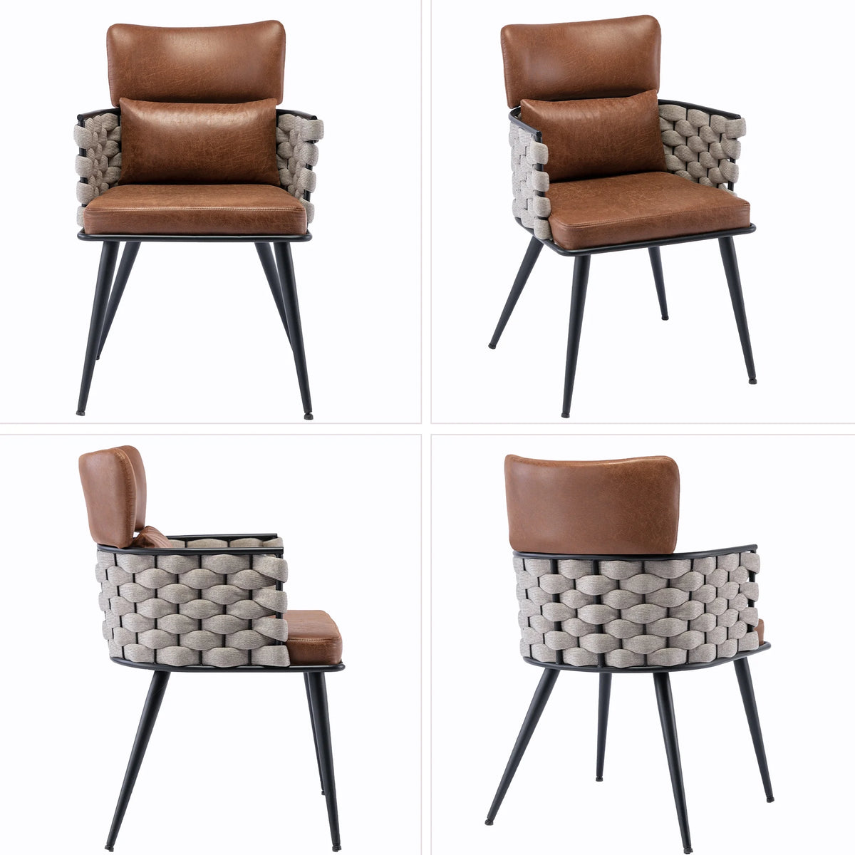 Set of 4 Faux Leather Dining Chairs with Metal Legs W4666