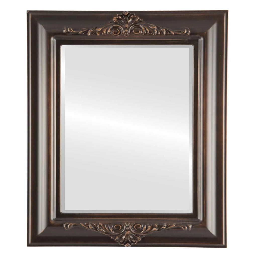 Framed Rectangle Mirror in Rubbed Bronze A304