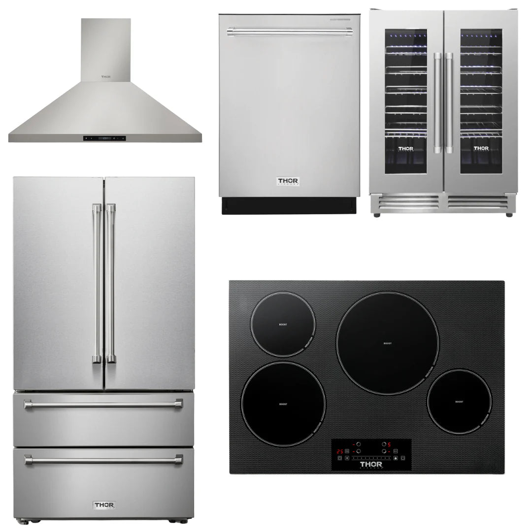 30 Induction Cooktop, Range Hood, Refrigerator, Dishwasher, Wine Cooler Y676301