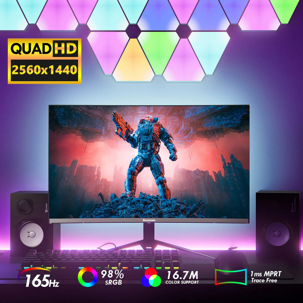 27-inch 165Hz Curved Gaming Monitor, 1440p QHD HDR Computer Monitor, Metal Black J52794