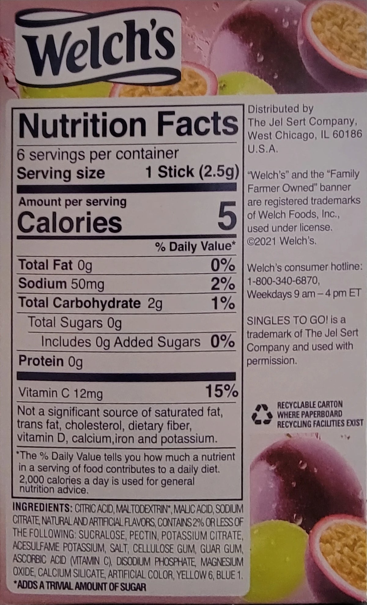 Passion Fruit Water Drink Mix Powder Sticks, 72 Total Servings A919