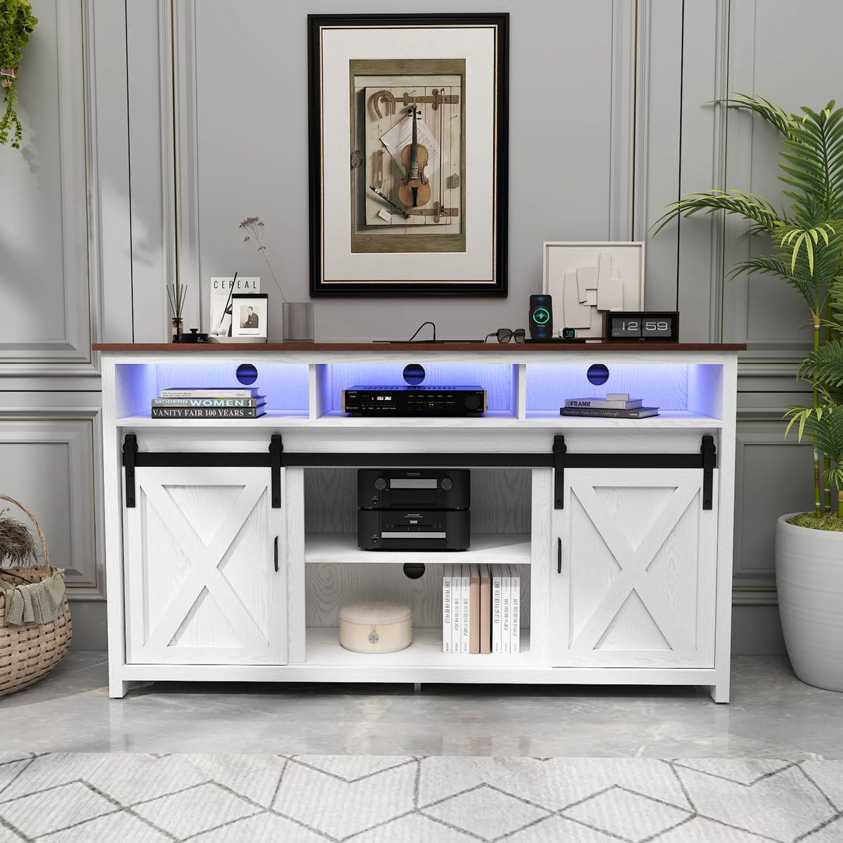 White TV Stand for 65 inch TVs S282