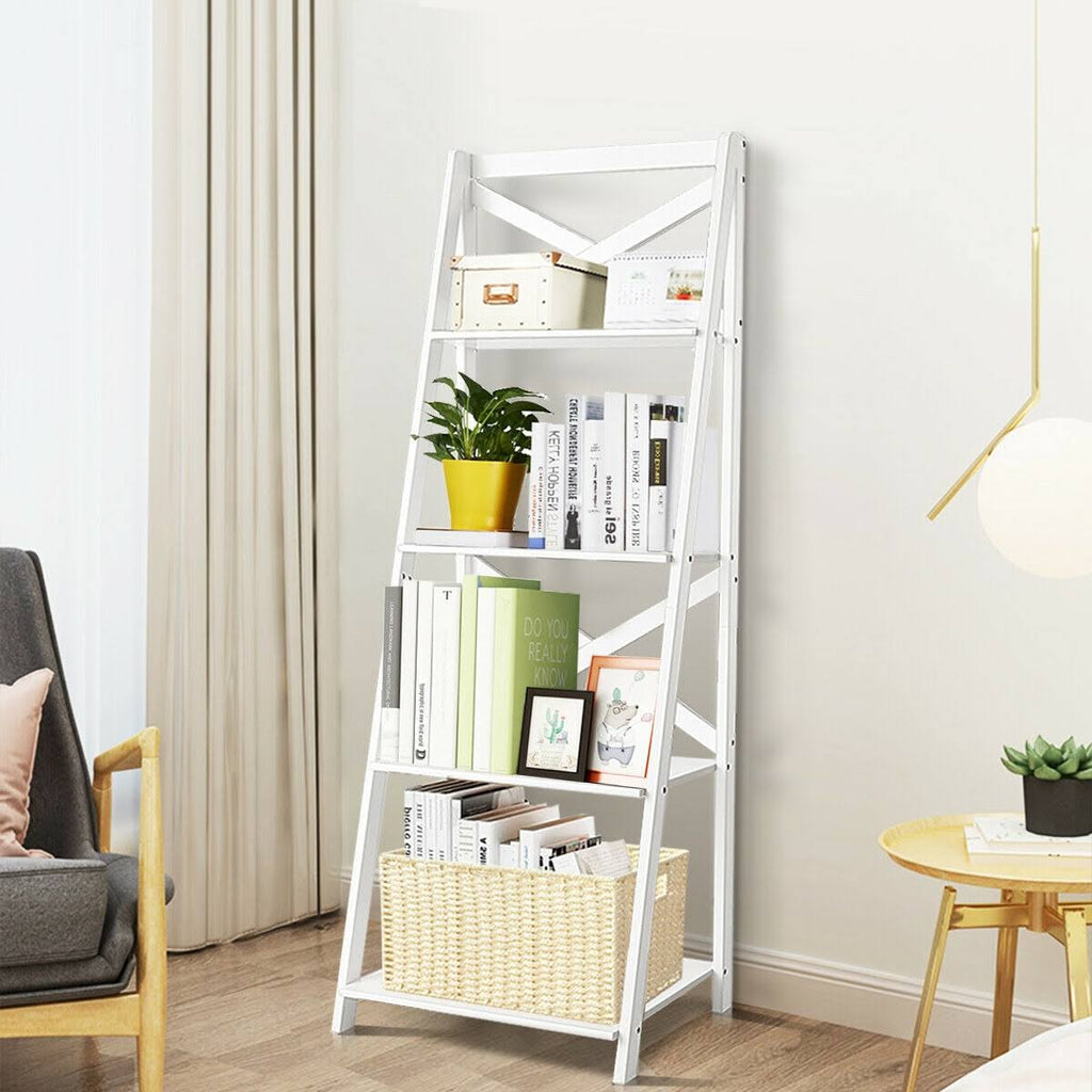 White 4-Tier Wood Display Storage Bookshelf K69438