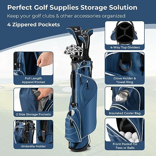 Golf Stand Bag with 4 Way Dividers and 4 Pockets U1883