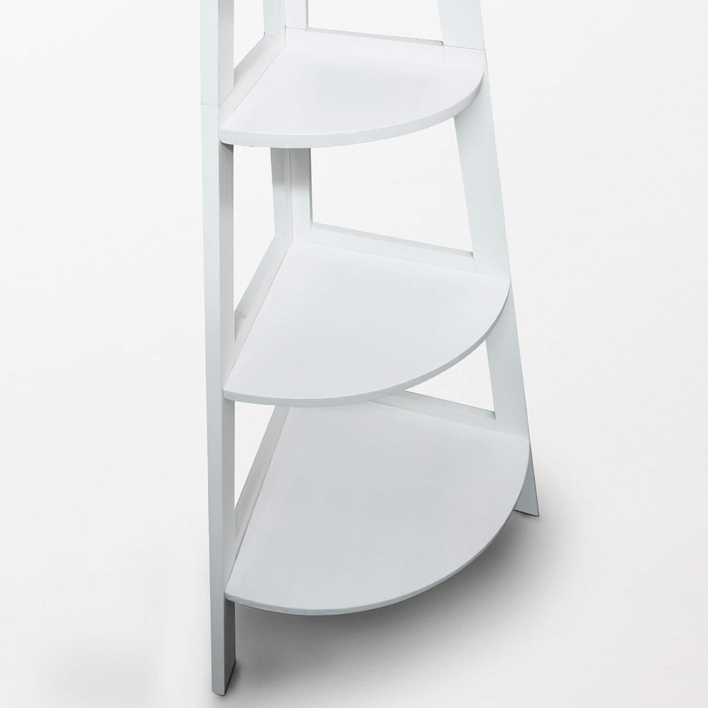White 5-Shelf Corner Ladder Bookcase O2983