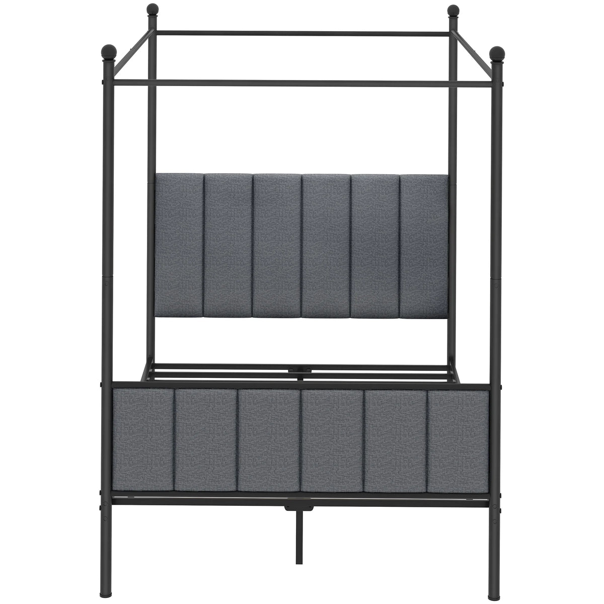 Queen Size Gray Metal Canopy Bed Frame with Headboard F1406