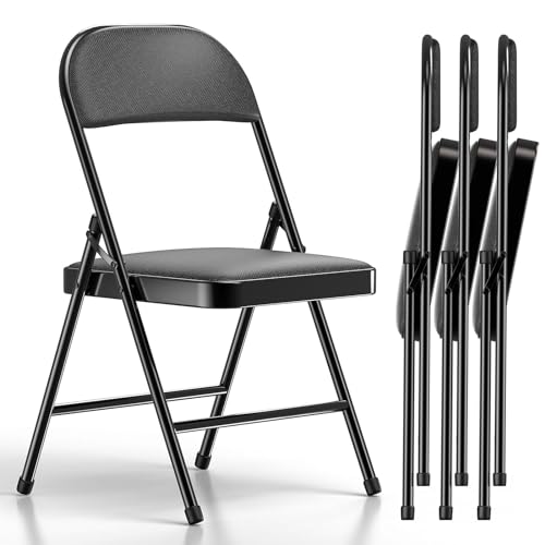 4 Pack Folding Chairs with Padded Cushion and Back D779024