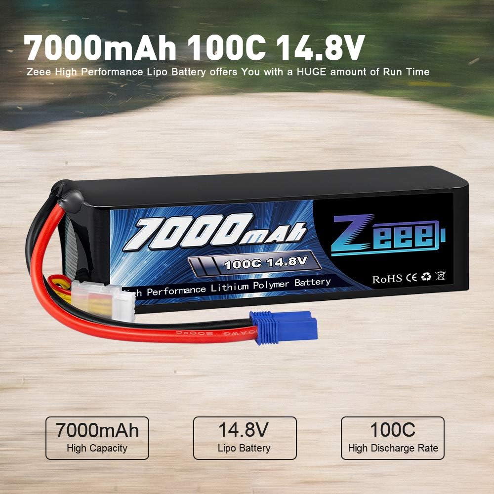 14.8V 4S 100C 7000mAh Lipo Battery with EC5 Connector 2 Pack V4420