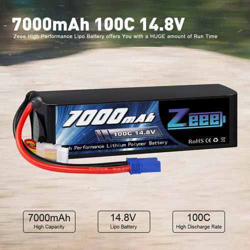 14.8V 4S 100C 7000mAh Lipo Battery with EC5 Connector 2 Pack V4420