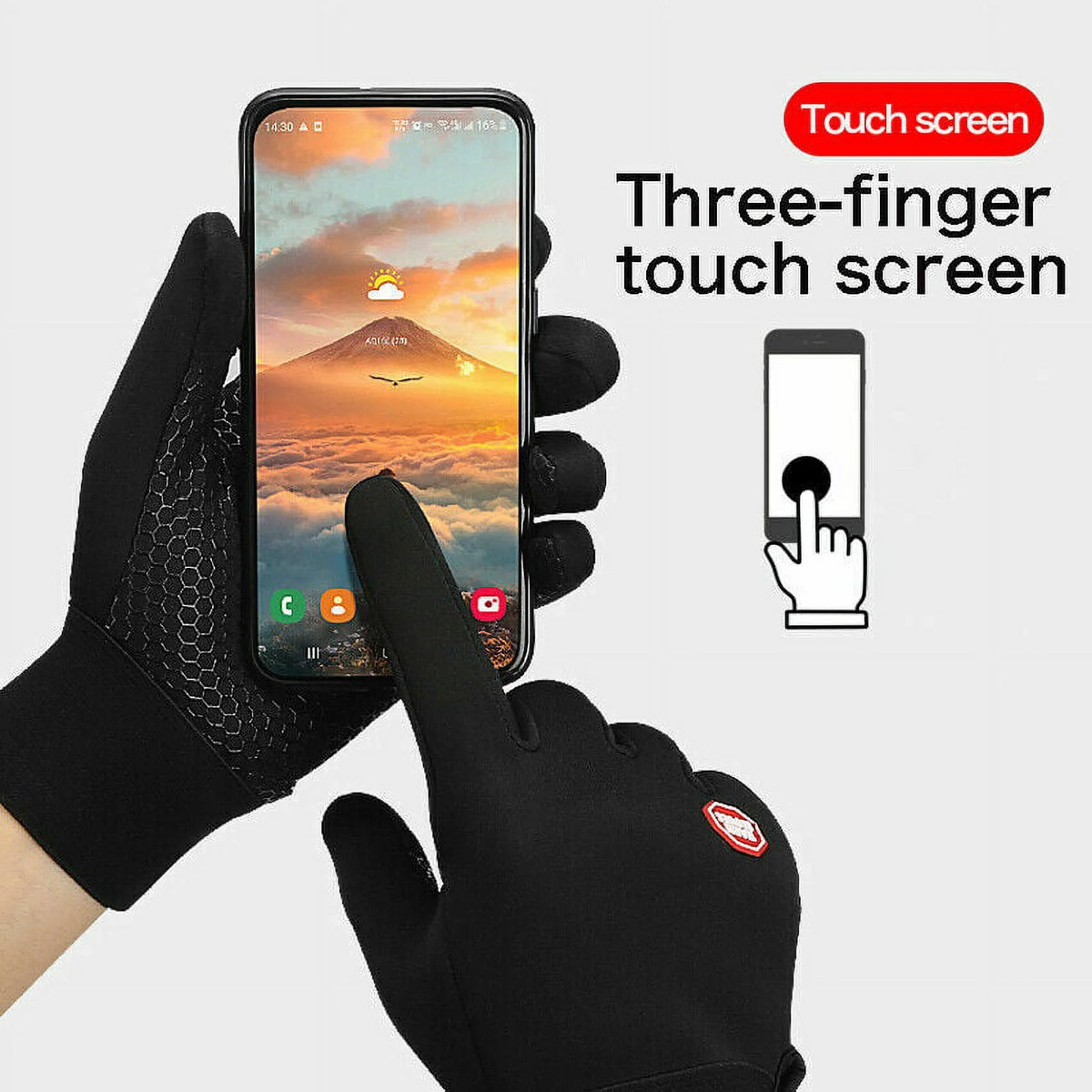 Thermal Waterproof Touchscreen Ski Snow Gloves, Large O654856