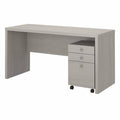 Gray Sand Credenza Desk with Mobile File Cabinet X10233