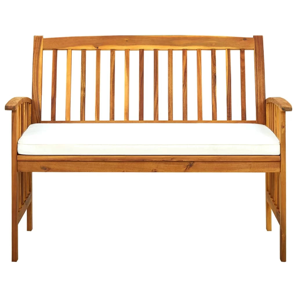 Patio Bench with Cushion Solid Acacia Wood L5880