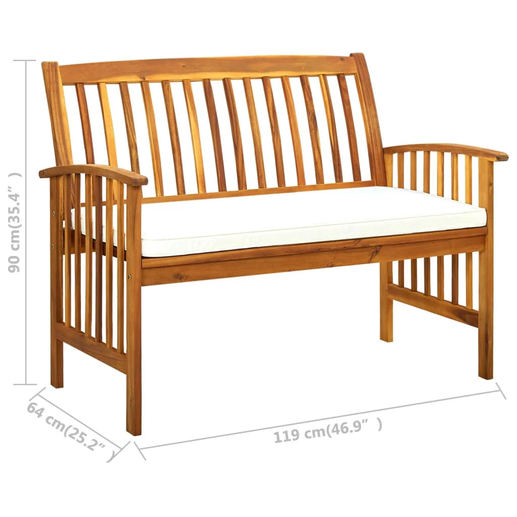 Patio Bench with Cushion Solid Acacia Wood L5880