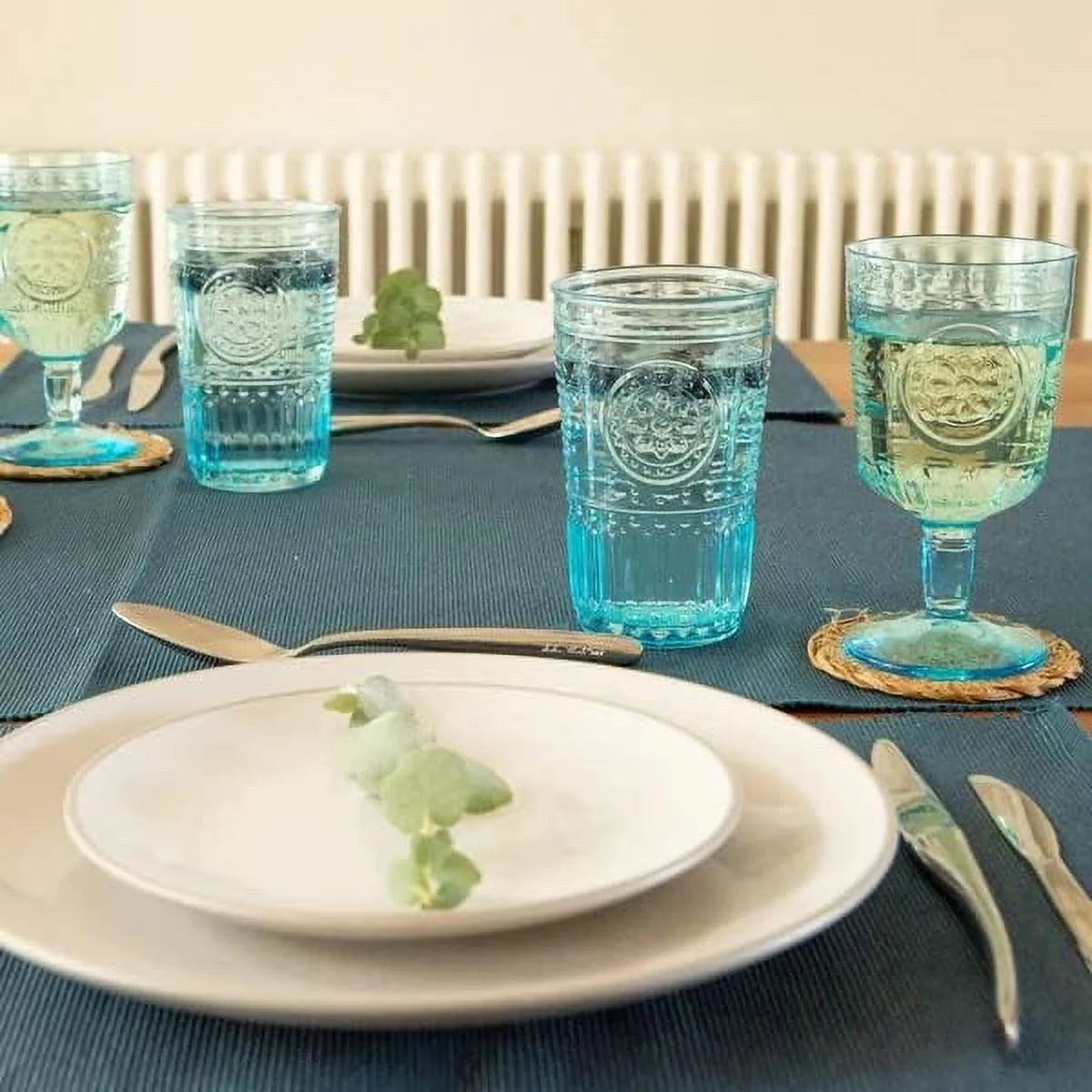 Light Blue Set Of 6 Stemware Glasses U715005