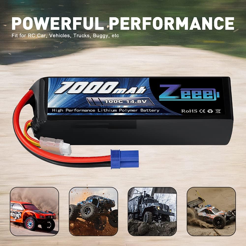14.8V 4S 100C 7000mAh Lipo Battery with EC5 Connector 2 Pack V4420