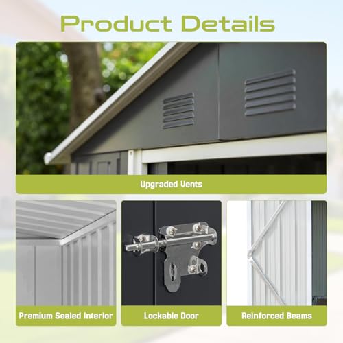 Grey Metal Outdoor Storage Shed X46364