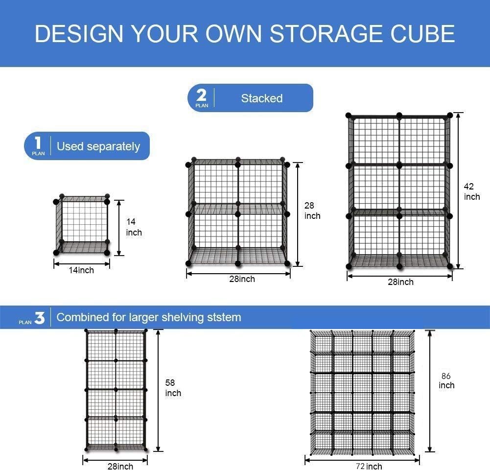 14x14 Wire Cube Storage 30-Cube Modular Shelving Unit S81649