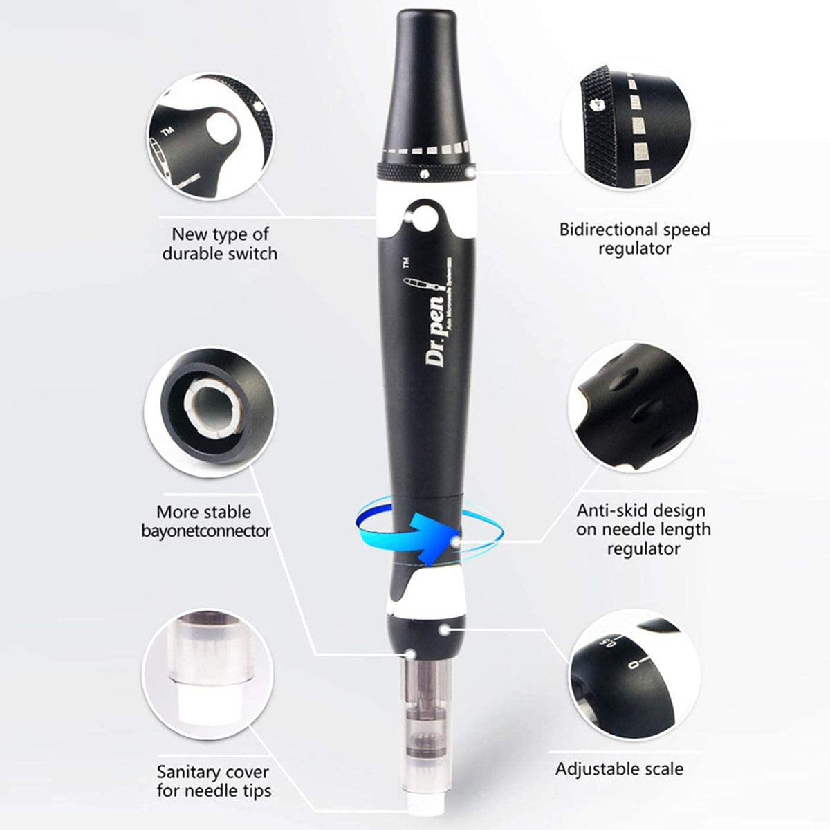Microneedling Pen with 12-Pin and 36-Pin Replacement Cartridges V451
