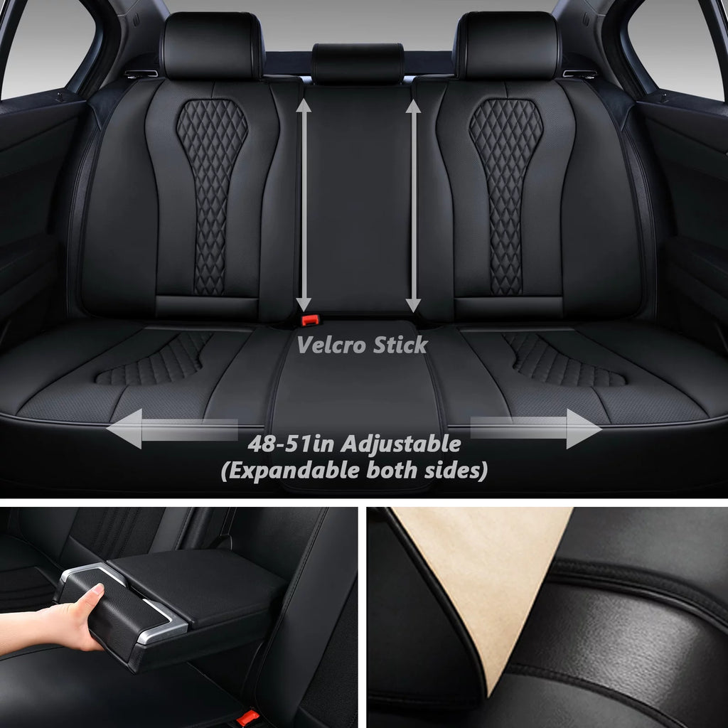 Black Leatherette 5 Seats Car Seat Covers Full Set Q54883