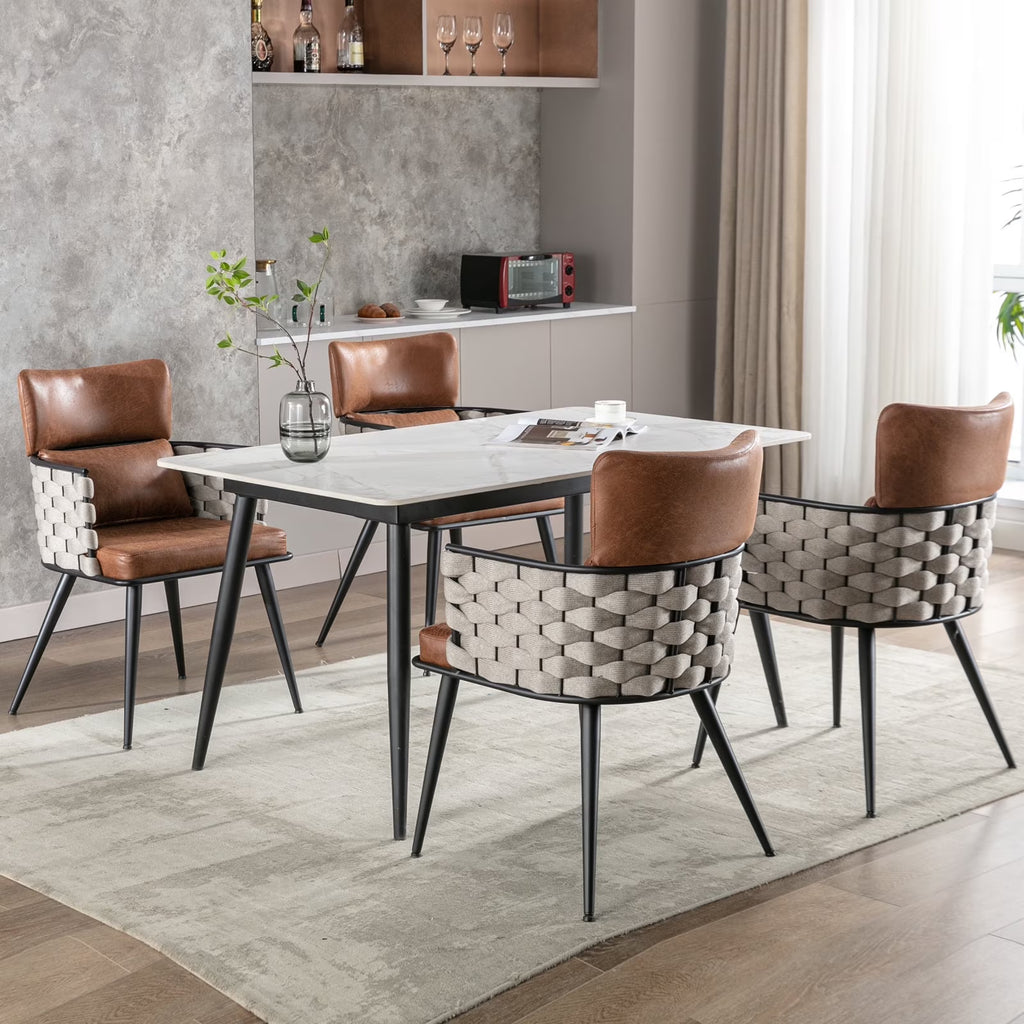 Set of 4 Faux Leather Dining Chairs with Metal Legs W4666