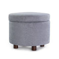 18x22 Velvet Round Storage Ottoman Light Gray I887