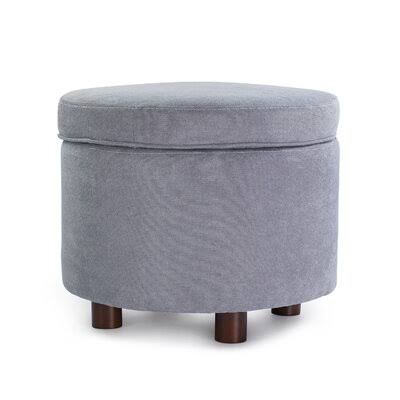 18x22 Velvet Round Storage Ottoman Light Gray I887