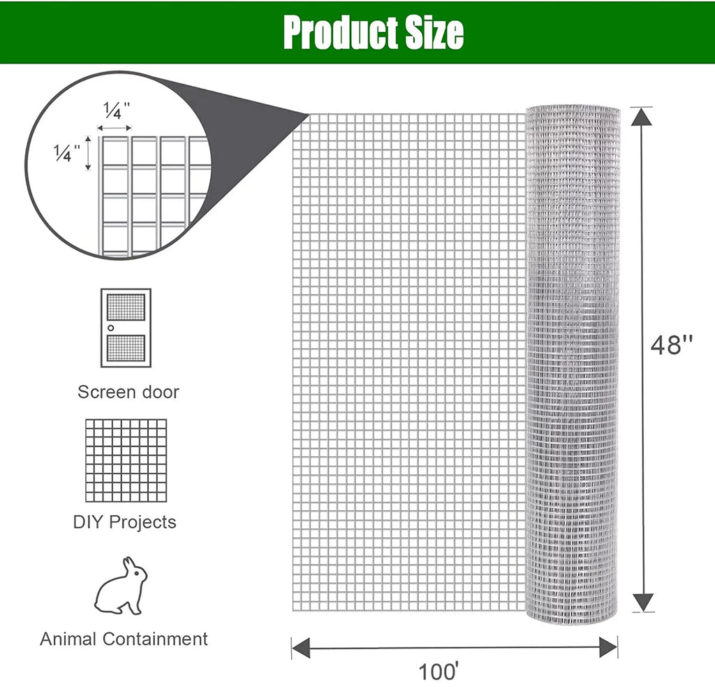 48inx100ft 1/4 in 23 Gauge Hardware Cloth Welded Wire Mesh Rolls Q24843