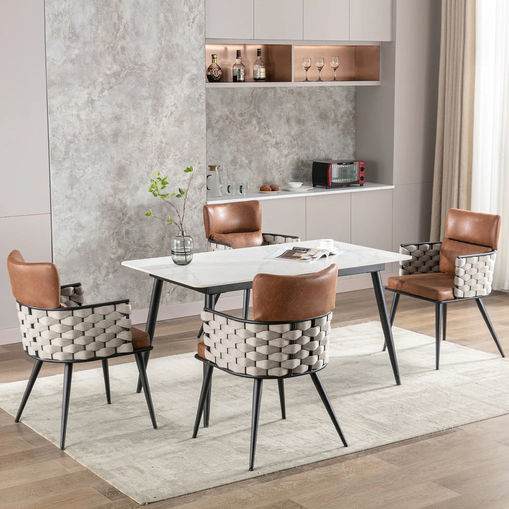 Set of 4 Faux Leather Dining Chairs with Metal Legs W4666