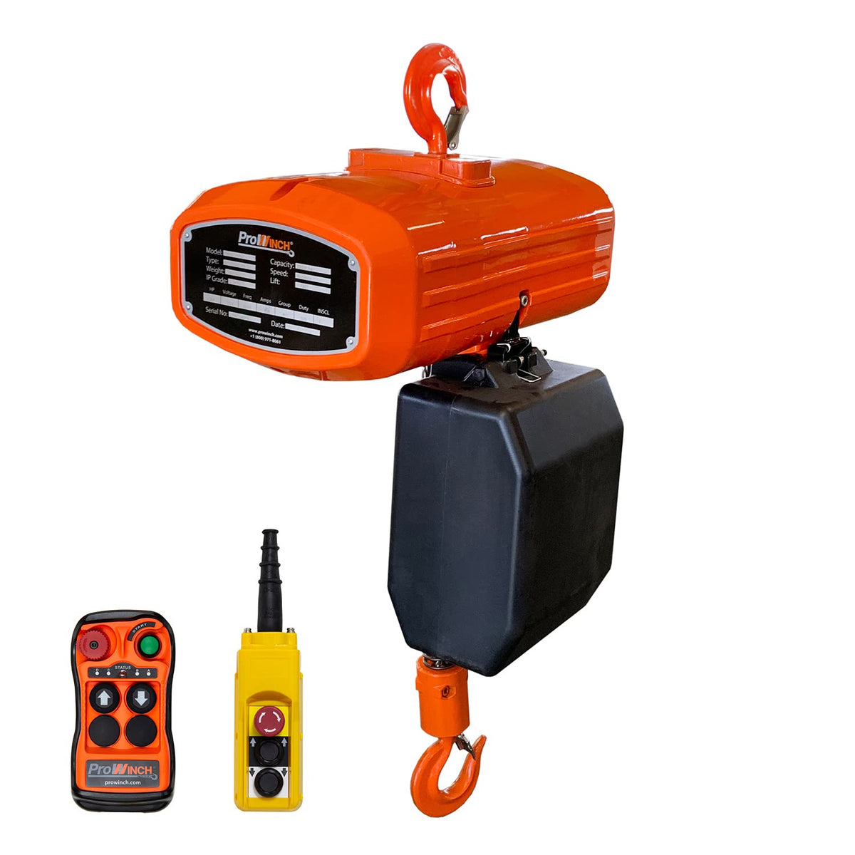 300lb Electric Chain Hoist 20ft G100 Chain M4/H3 220240/460V UL K8978