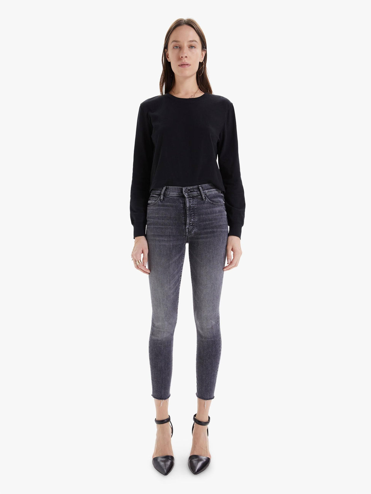 Black Ankle Fray Jeans S259742