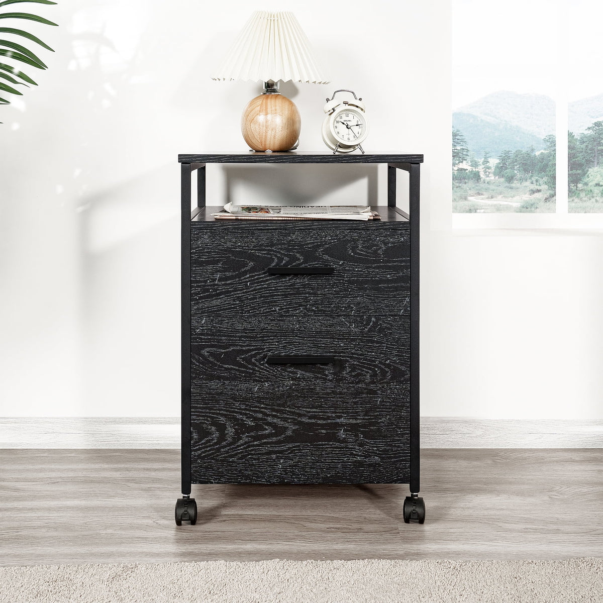 Rolling Filing Cabinet Distressed Black P7977