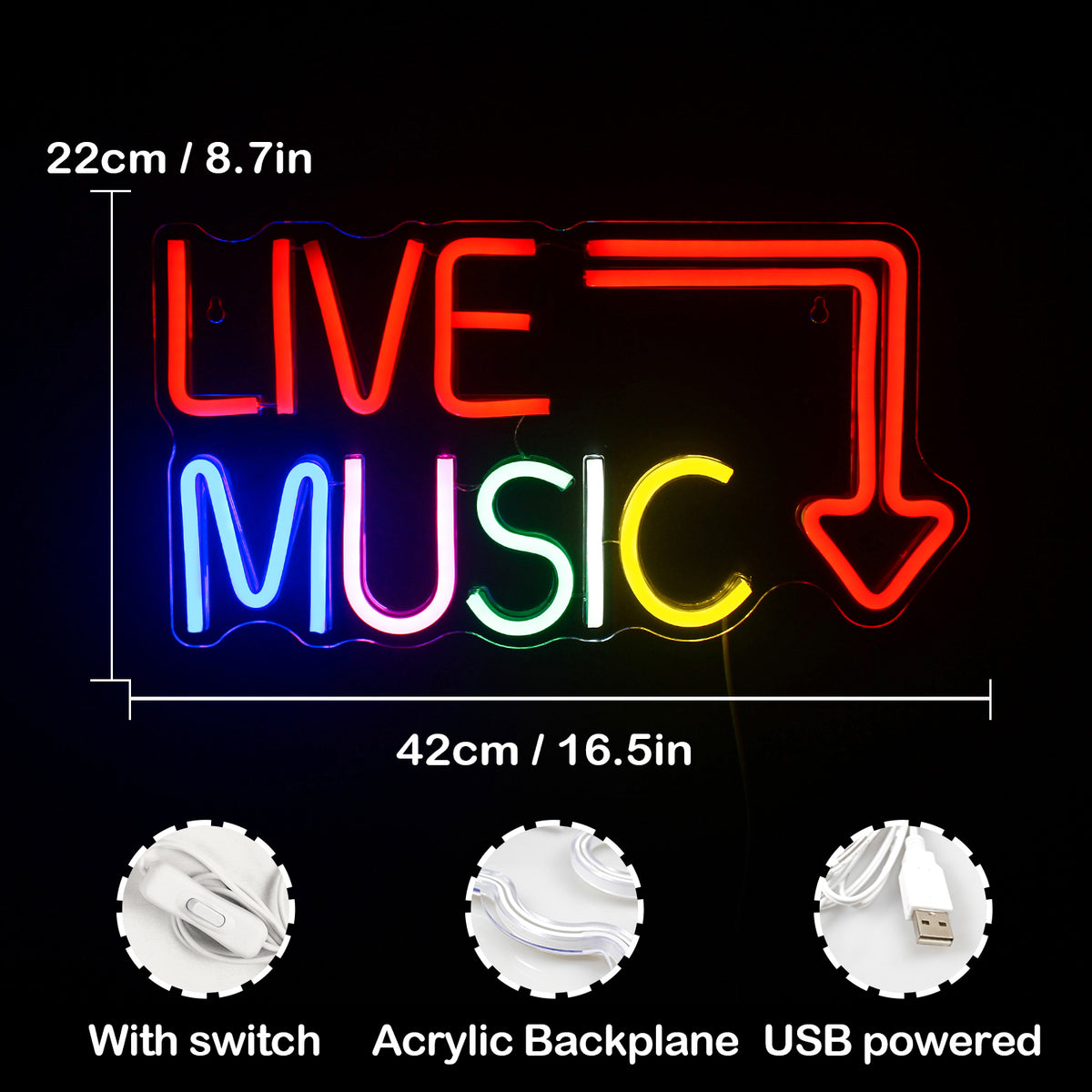 LED Neon Light Signs for Bedroom Music Studio P1853