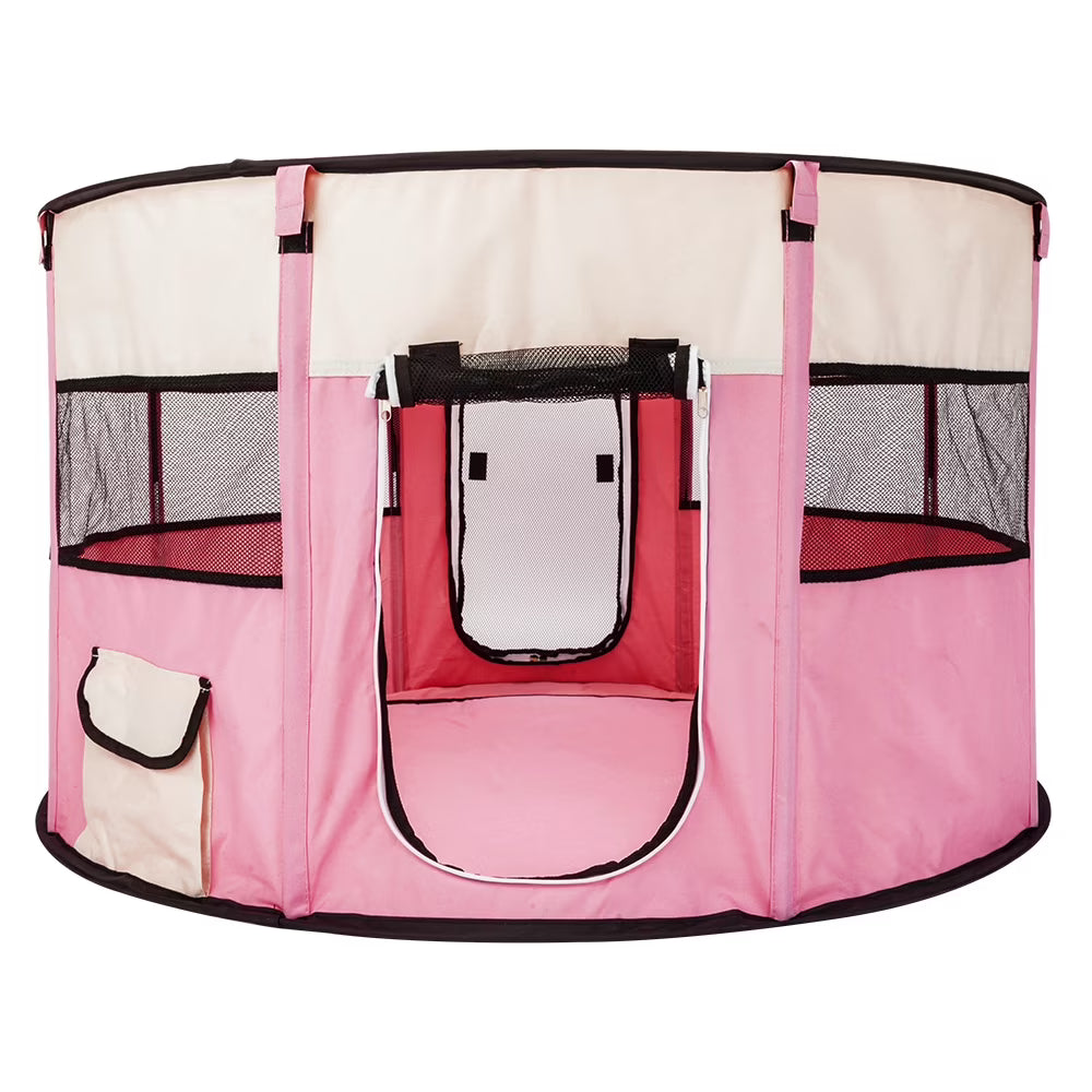 Pink 8 Panel Pet Playpen with Carry Bag L966