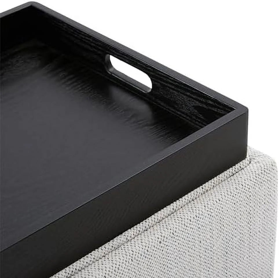 Saddle Brown PU Leather Ottoman Cube with Tray D6817