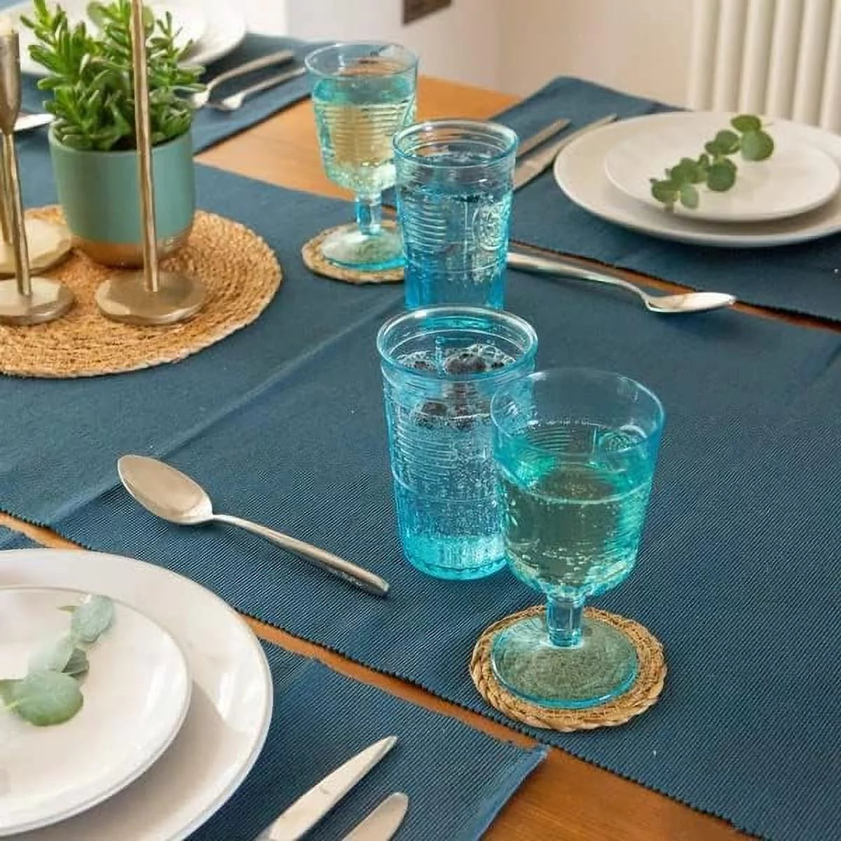 Light Blue Set Of 6 Stemware Glasses U715005