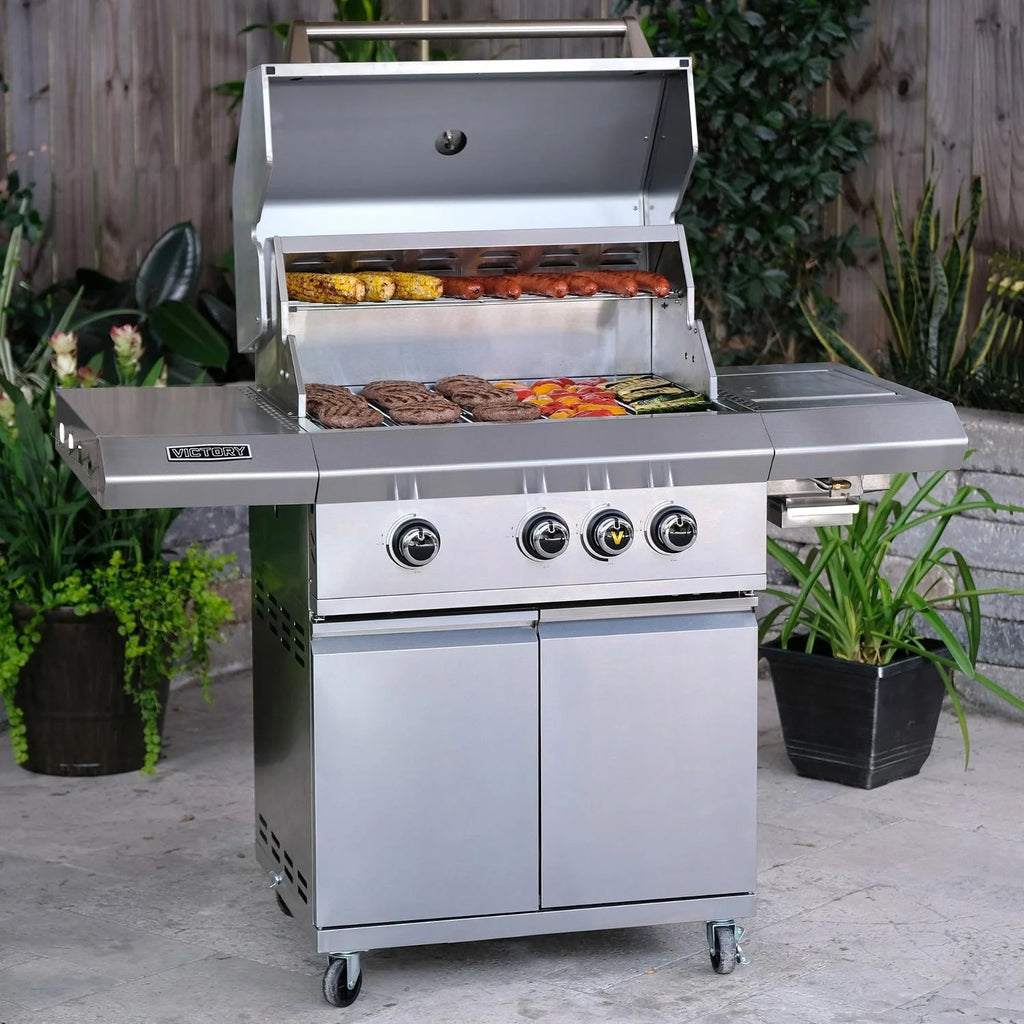 3-Burner Propane Gas Grill with Infrared Side Burner W2892